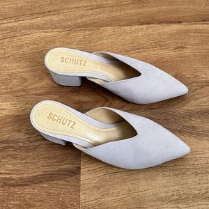 SCHUTZ Dauani SUEDE Mules Lavender 6